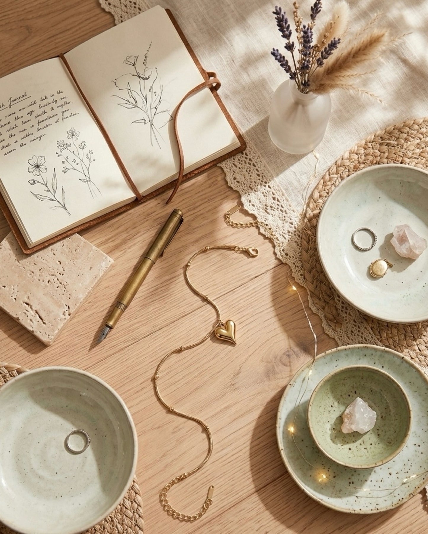 Heart Drop Bead Chain Bracelet