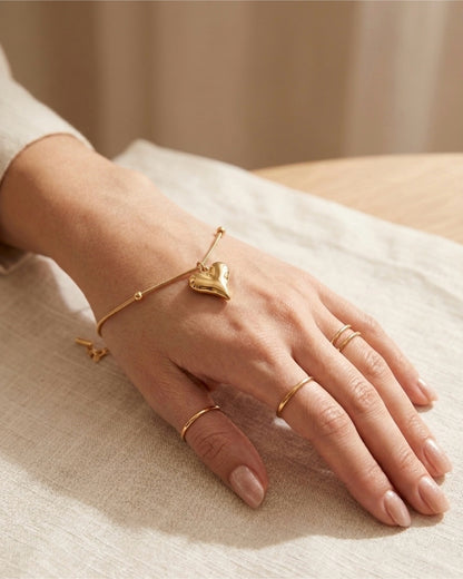 Heart Drop Bead Chain Bracelet