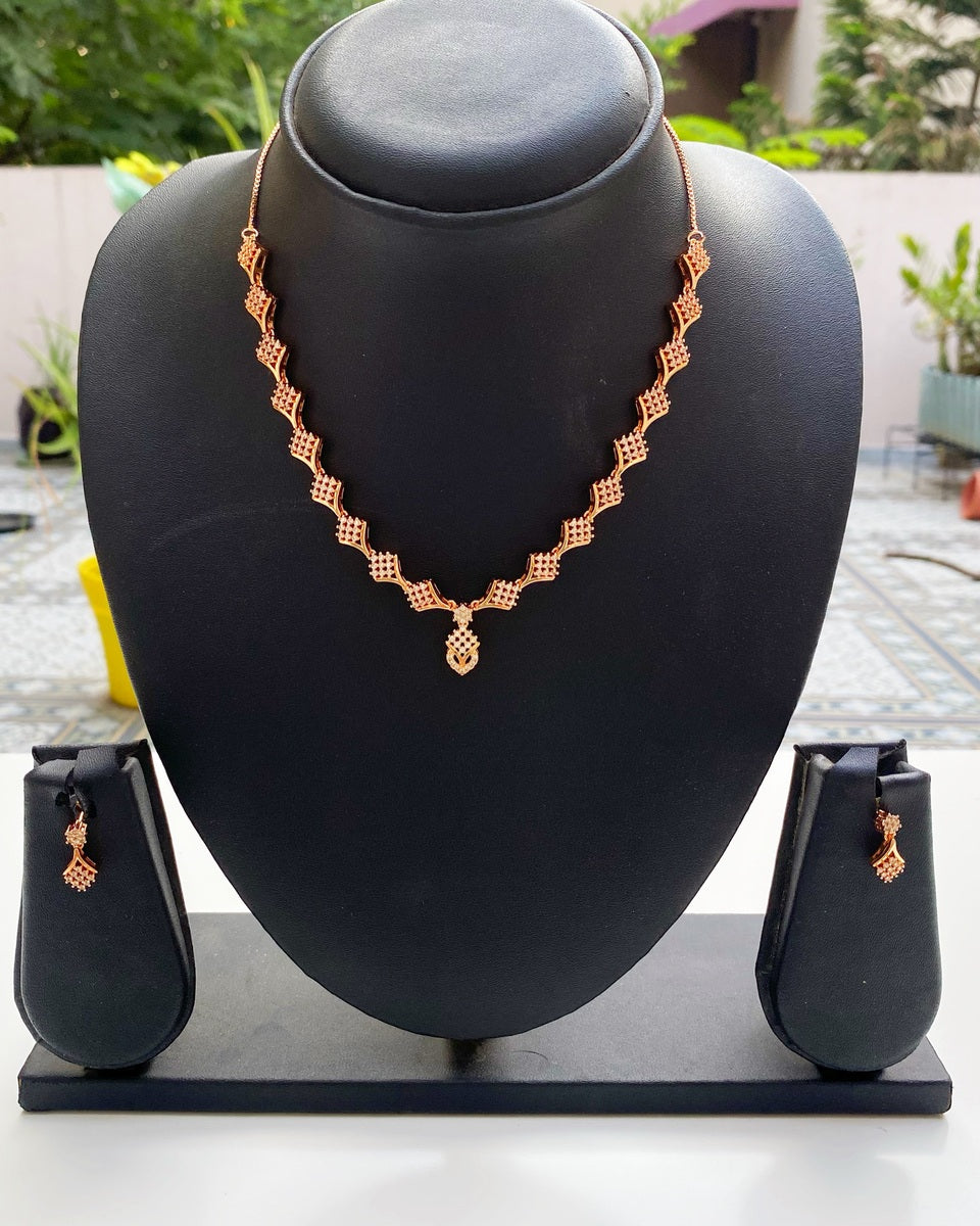 Rose Gold Elara CZ Necklace Set