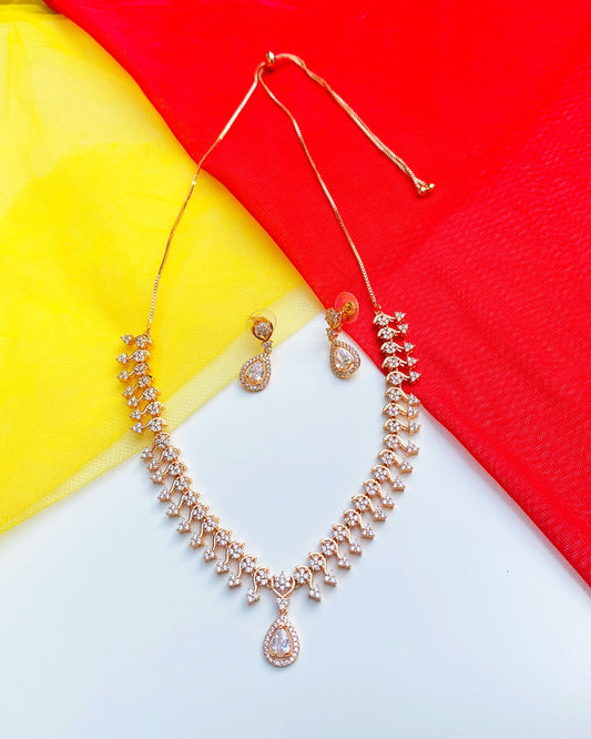 Rose Gold Aurelia CZ Necklace Set