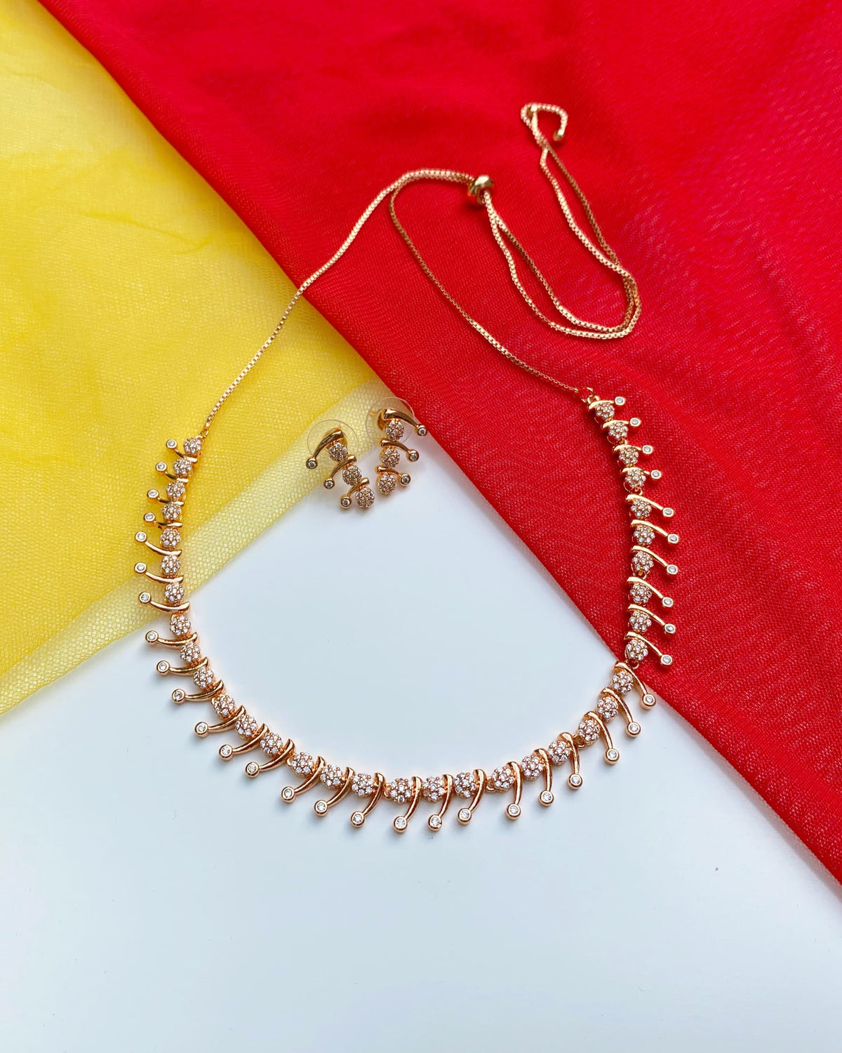 Celeste Fringe CZ Necklace Set