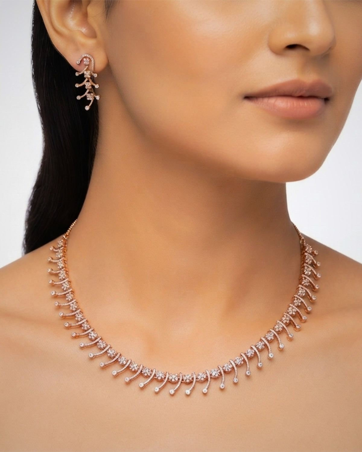 Celeste Fringe CZ Necklace Set