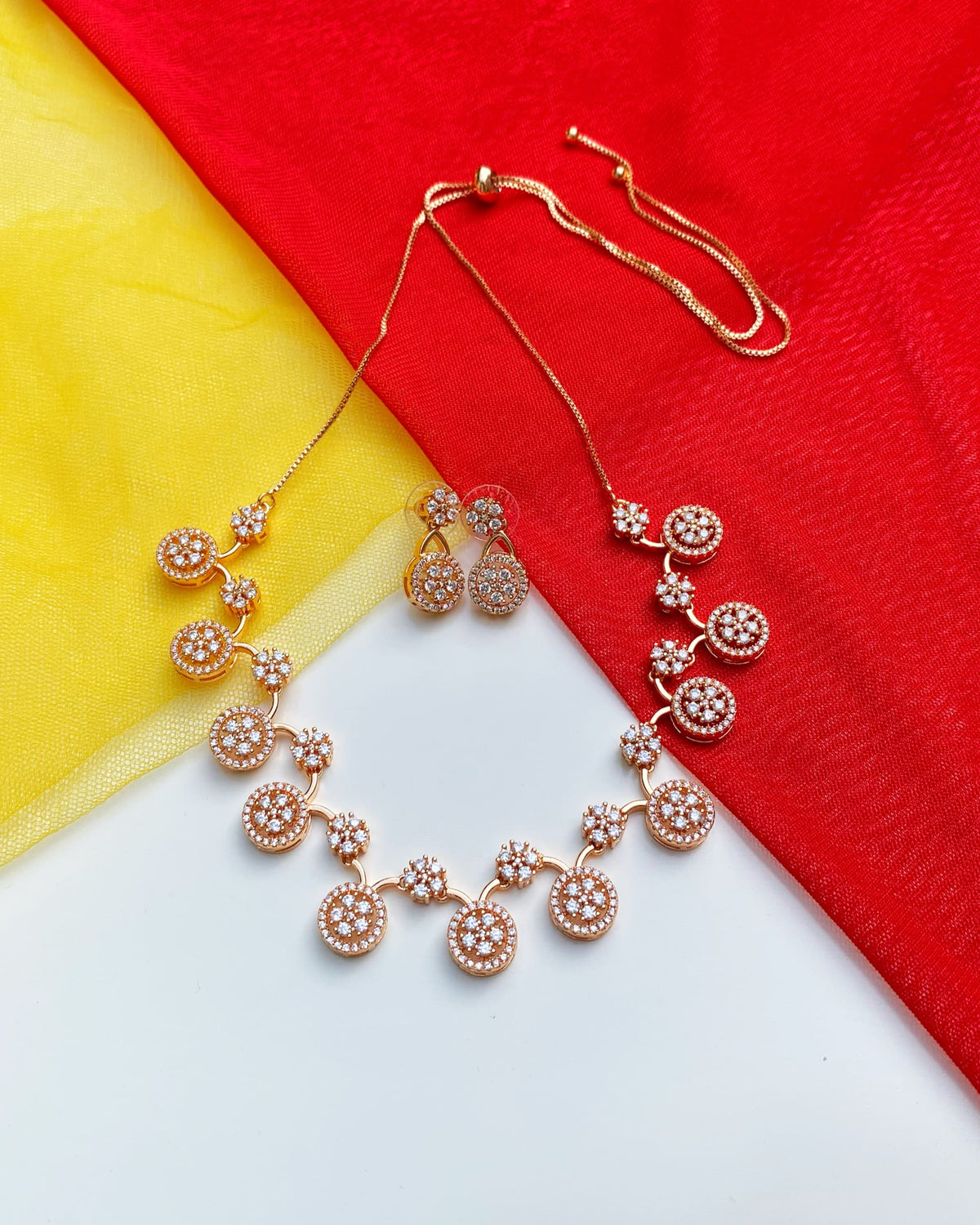 Rose Gold Evelyn CZ Necklace Set