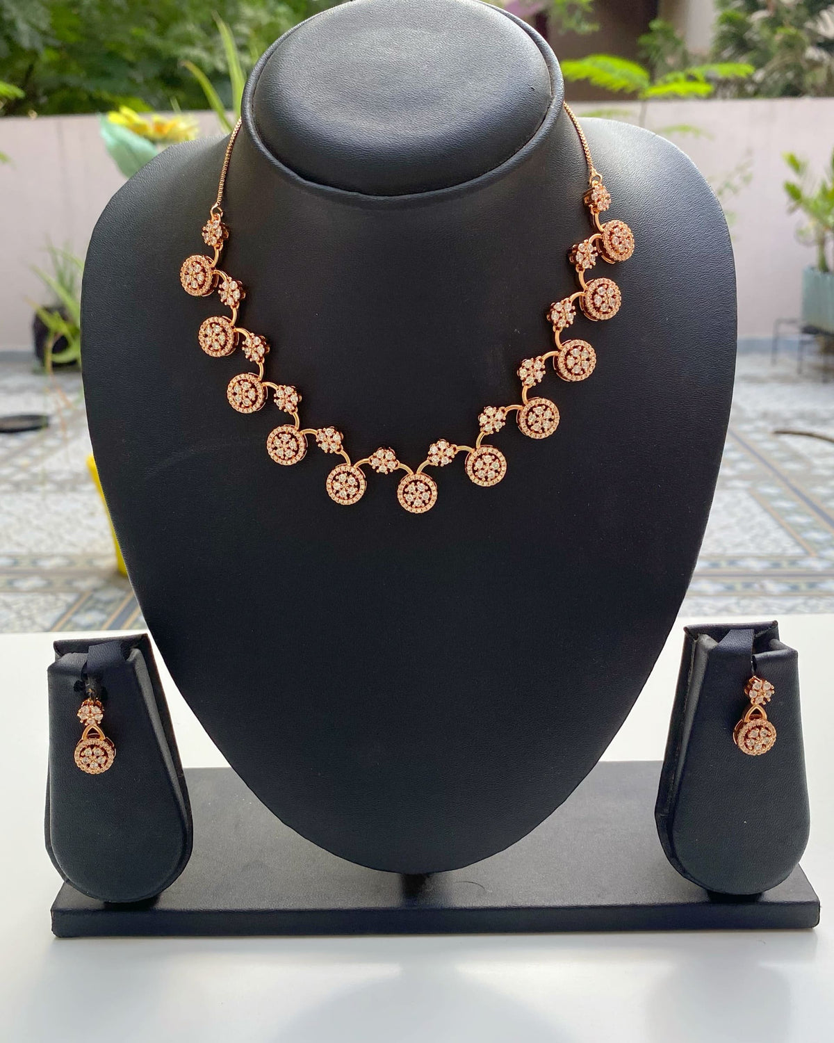 Rose Gold Evelyn CZ Necklace Set