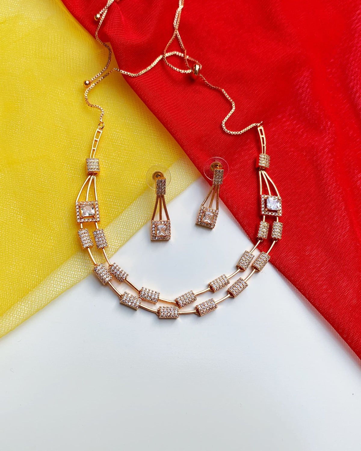 Rose Gold Zeneme CZ Necklace Set