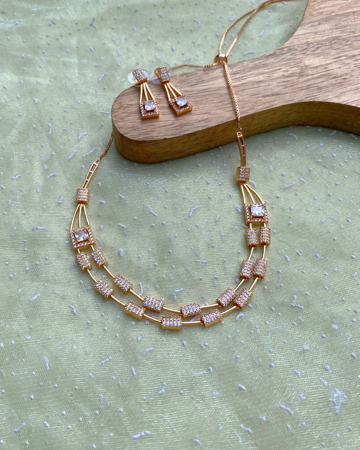 Rose Gold Zeneme CZ Necklace Set