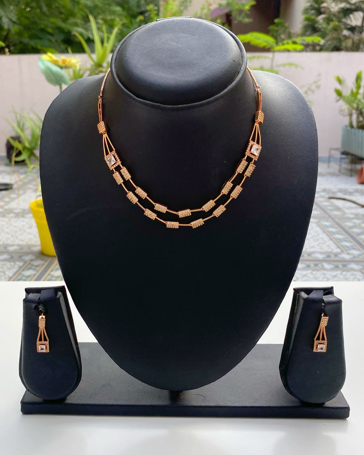 Rose Gold Zeneme CZ Necklace Set