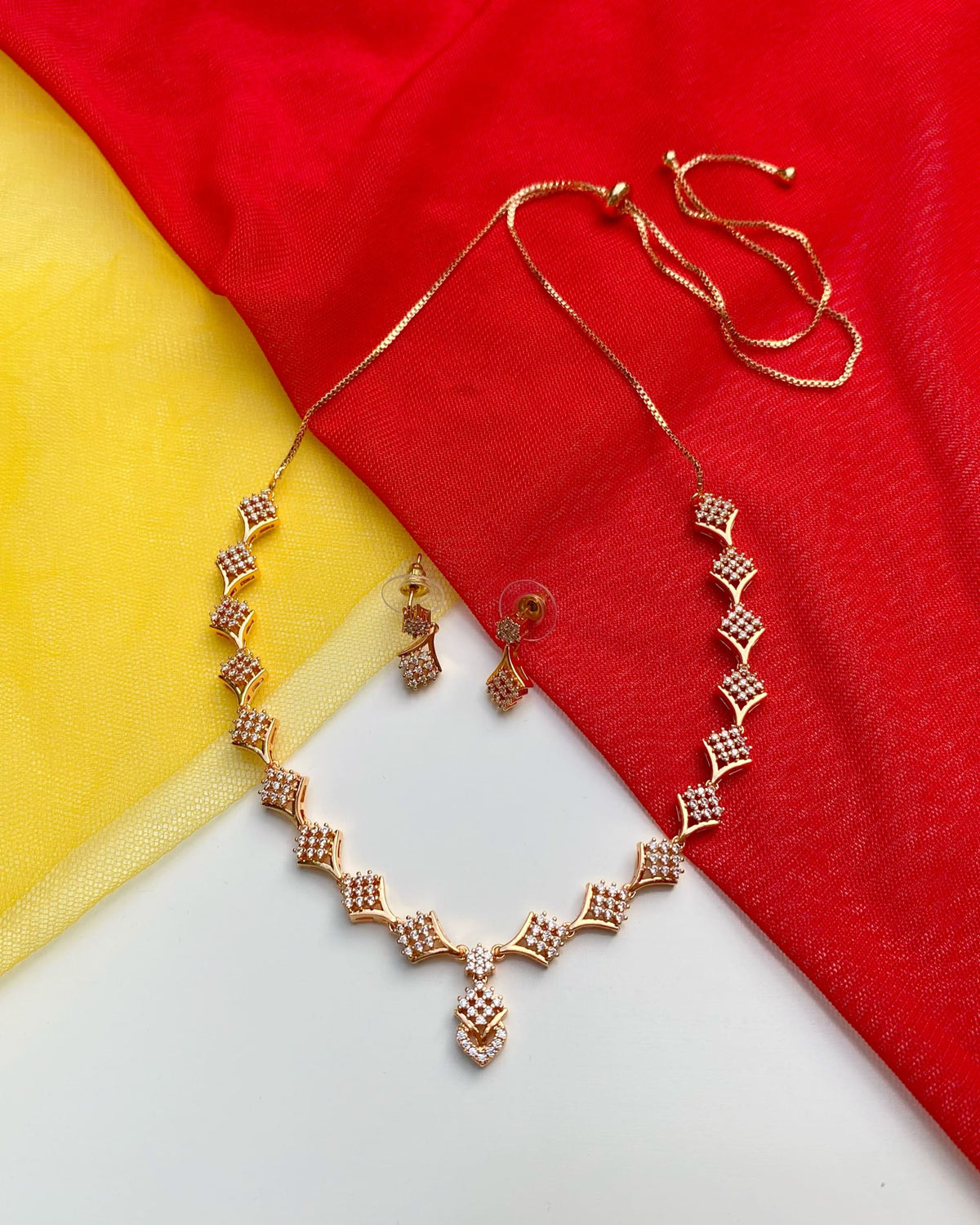 Rose Gold Elara CZ Necklace Set