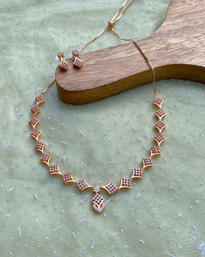 Rose Gold Elara CZ Necklace Set