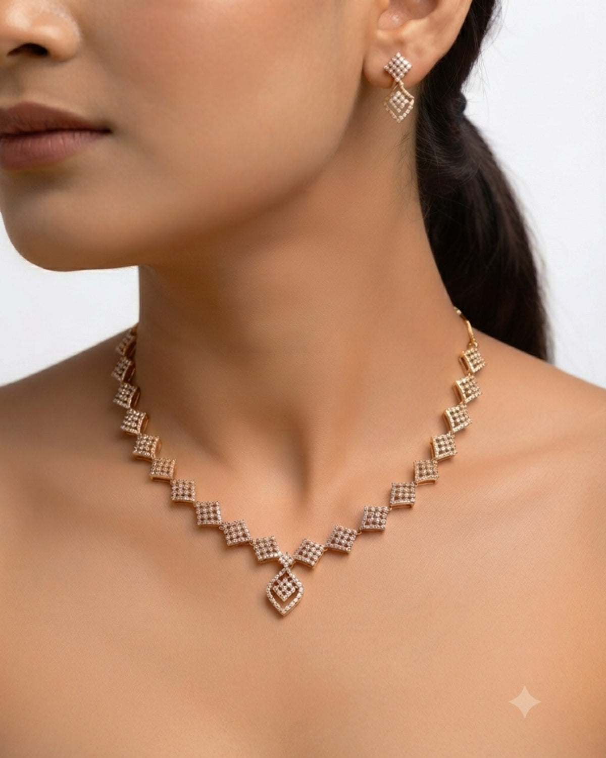 Rose Gold Elara CZ Necklace Set