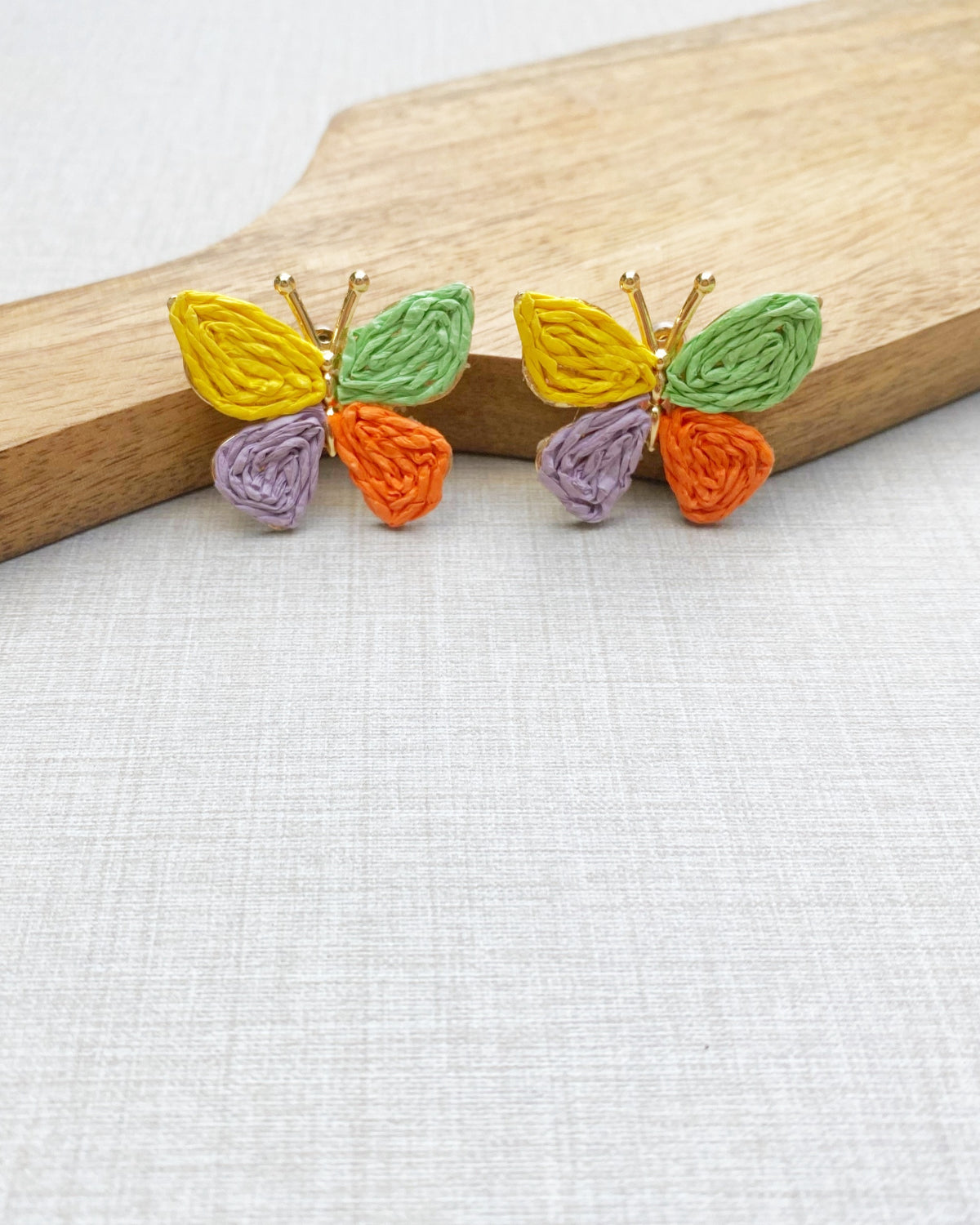 Multi Color Raffia Butterfly Earring