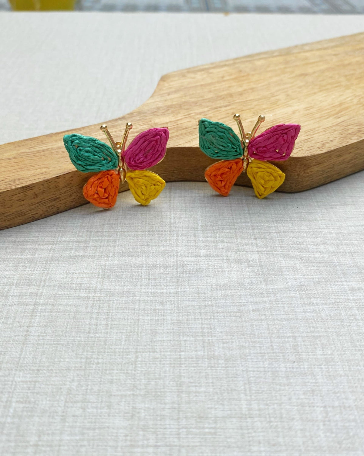 Colorful Raffia Butterfly Earring