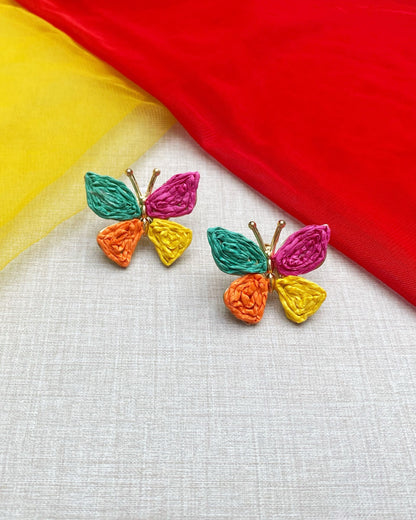 Colorful Raffia Butterfly Earring