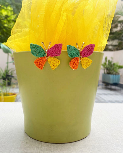 Colorful Raffia Butterfly Earring