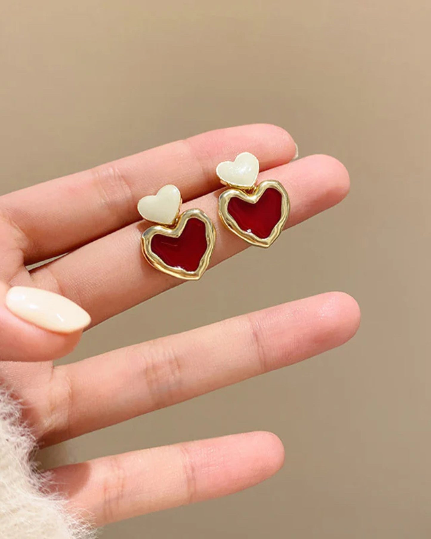Enamel Heart Drop Earring