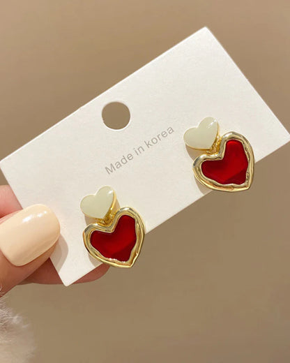 Enamel Heart Drop Earring