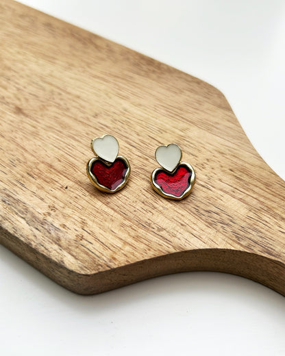 Enamel Heart Drop Earring