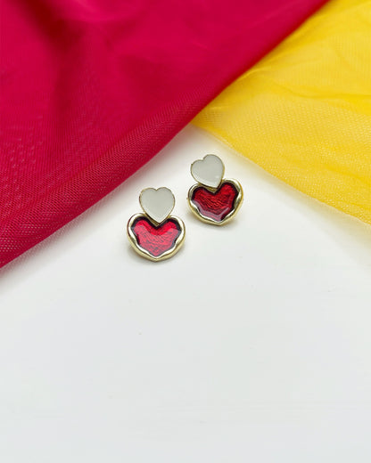 Enamel Heart Drop Earring