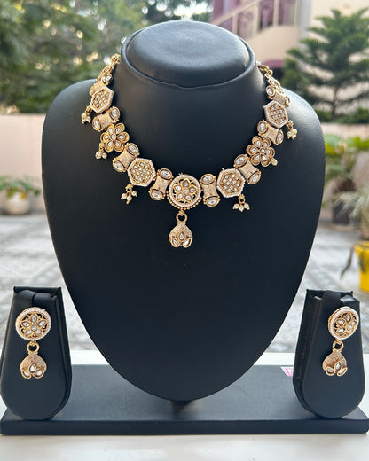 Ivory Blossom Hexagon Necklace Set