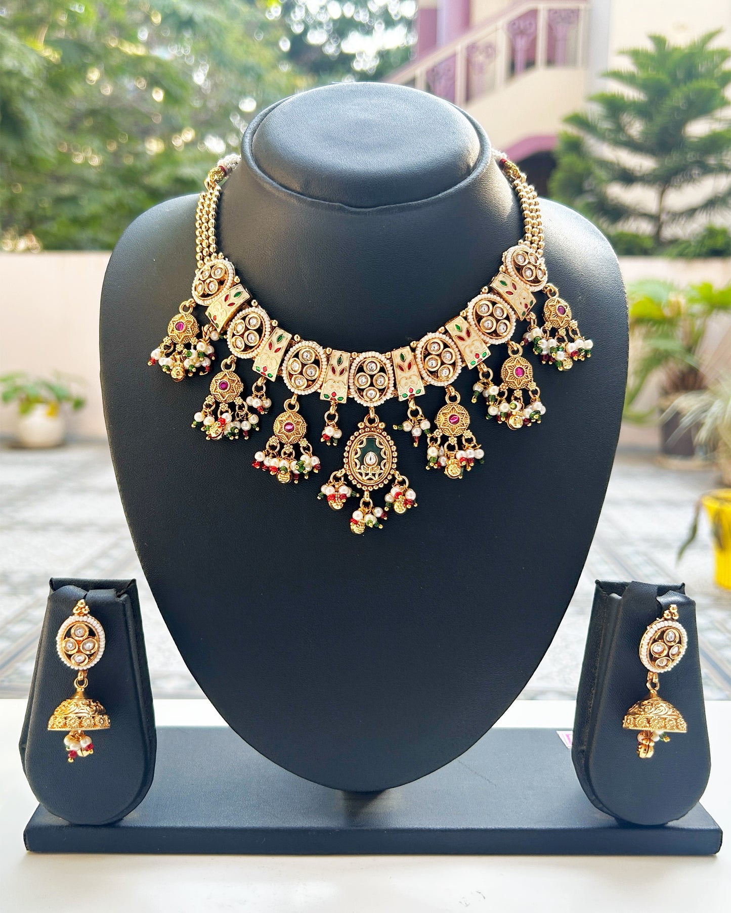 Rajwadi Style Kundan & Meenakari Necklace Set