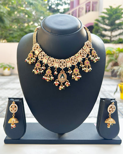Rajwadi Style Kundan & Meenakari Necklace Set
