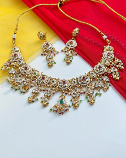 Kundan Meenakari Collar Necklace Set