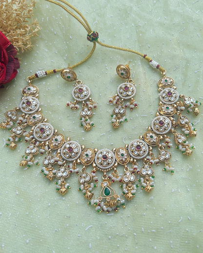 Kundan Meenakari Collar Necklace Set