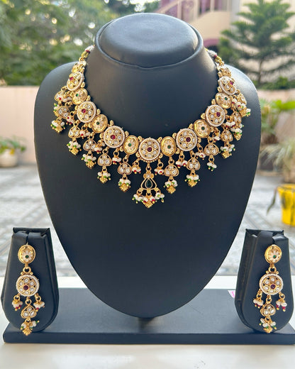 Kundan Meenakari Collar Necklace Set