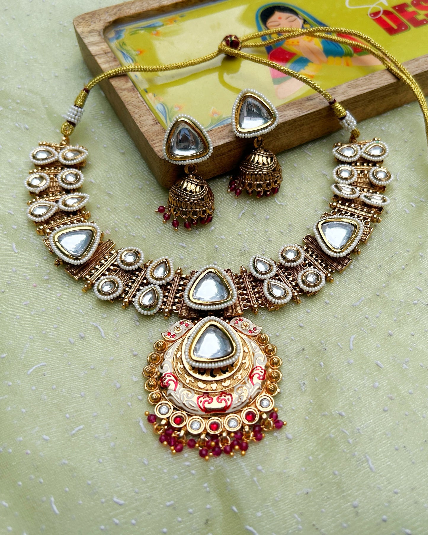 Gulnar Blossom Kundan Necklace Set