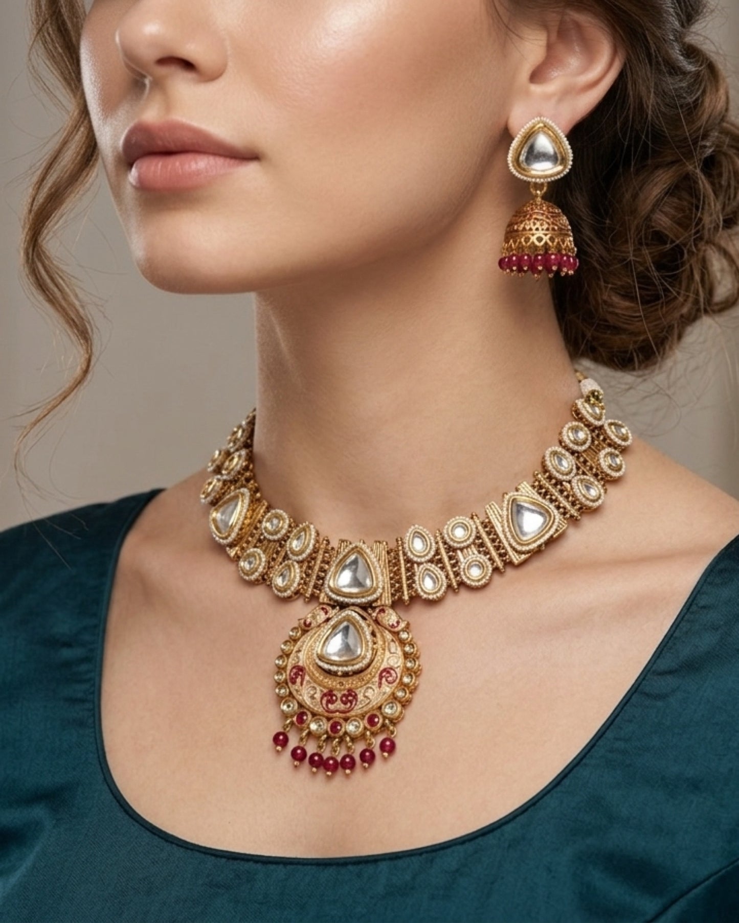 Gulnar Blossom Kundan Necklace Set