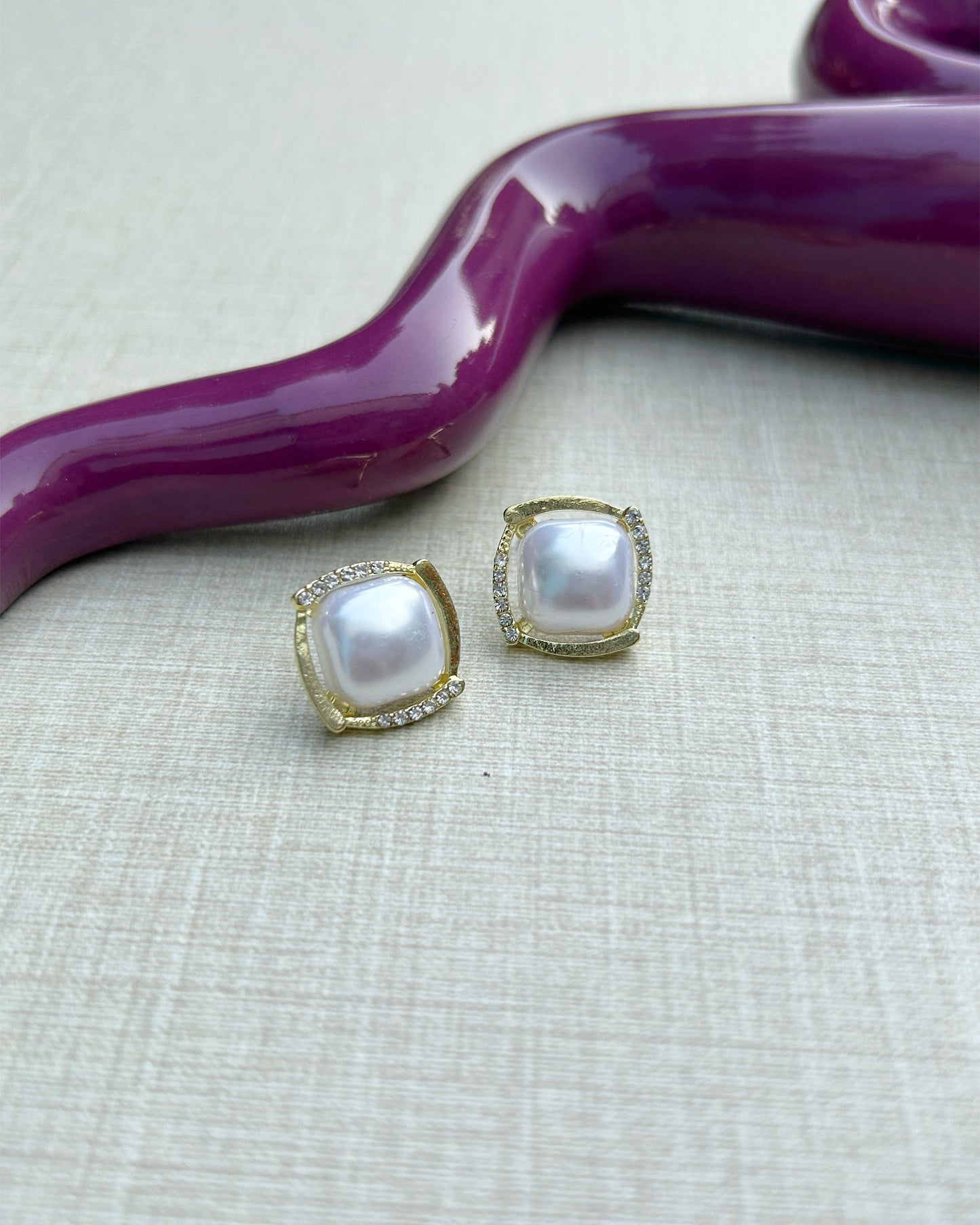 Pearl Diamond Stud Earring